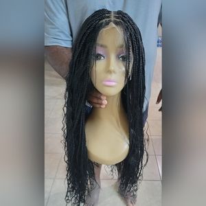 Knotless boho braided wig black  wig